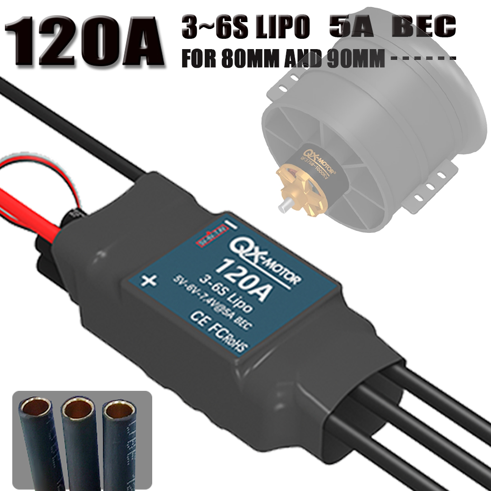 QX-MOTOR 120A ESC 5A BEC 3-6S  - Lipo Battery 6S recension och pris