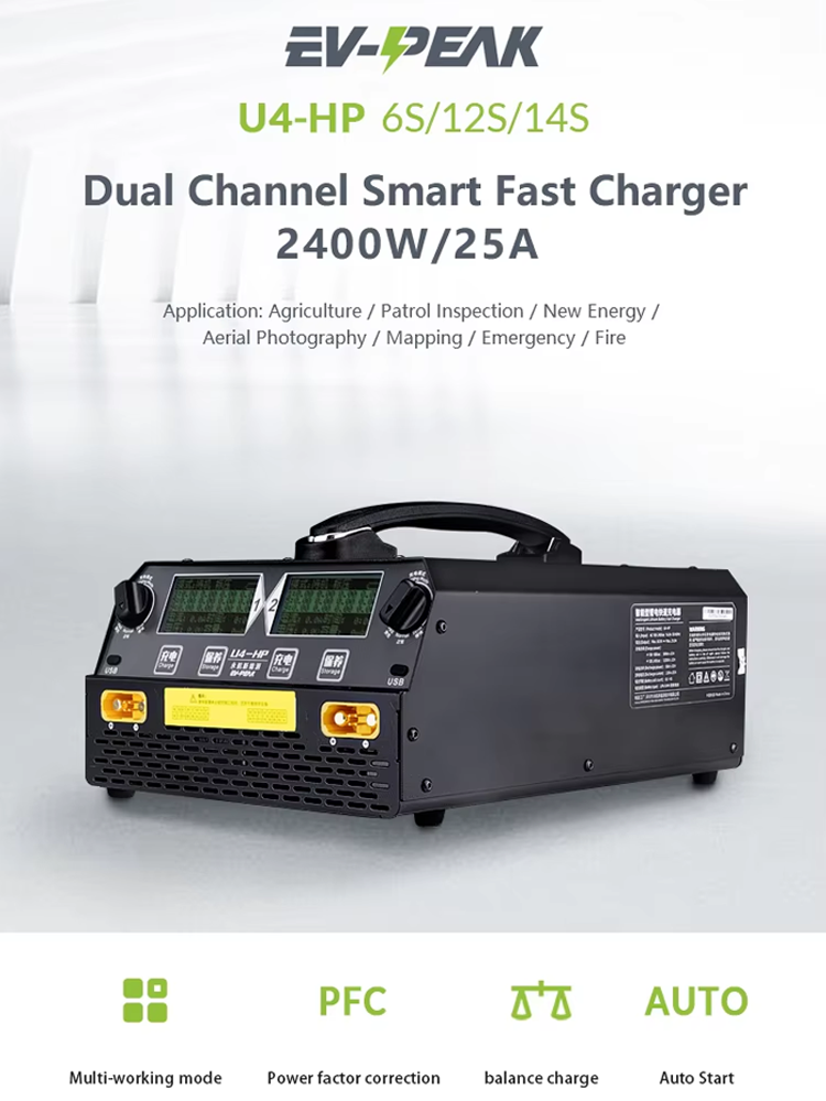 EV-PEAK U4-HP 2400W 25A Dual C - Lipo Battery 6S recension och pris